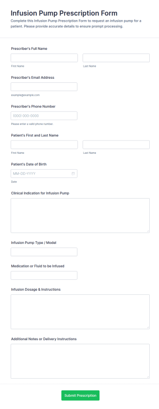 Infusion Pump Prescription Form Template