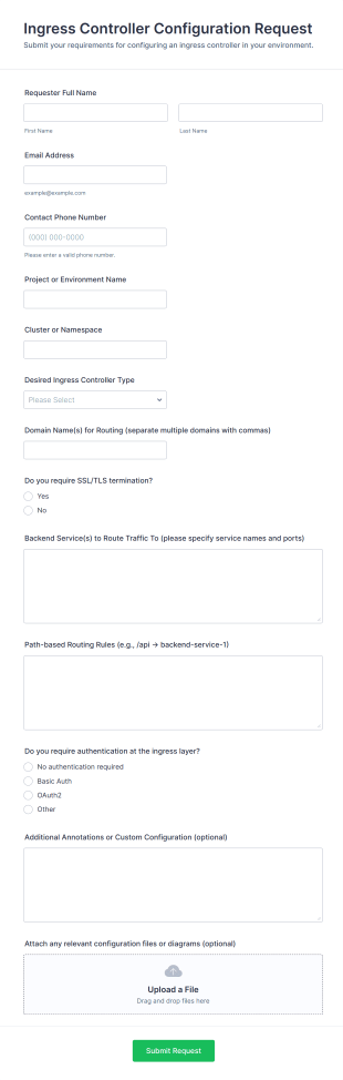 Ingress Controller Configuration Request Form Template