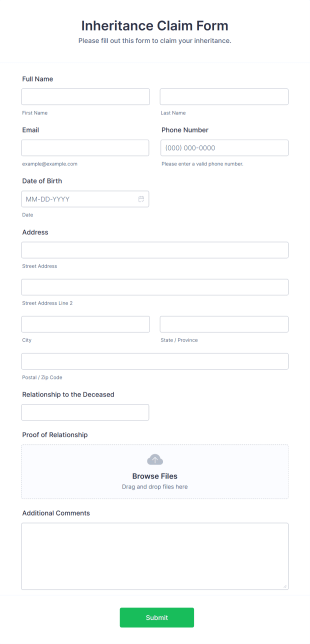 Inheritance Claim Form Template
