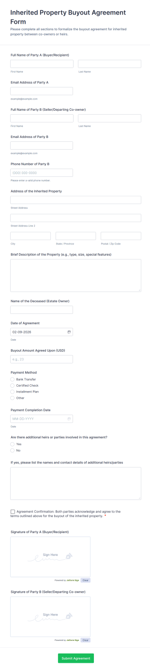 Inherited Property Buyout Agreement Form Template