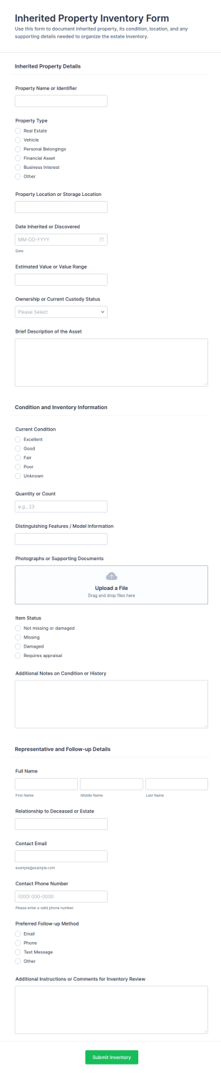 Inherited Property Inventory Form Template