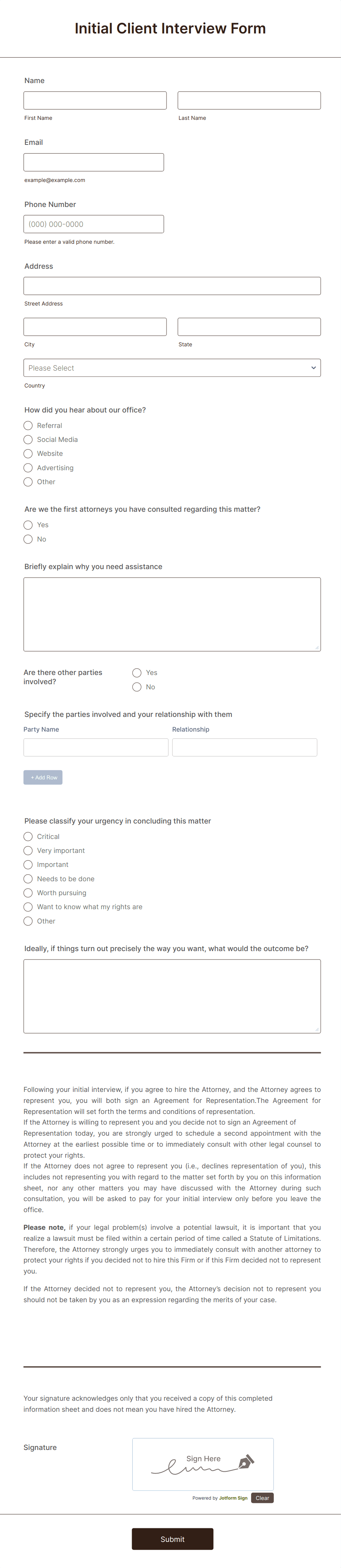 Initial Client Interview Form Template | Jotform