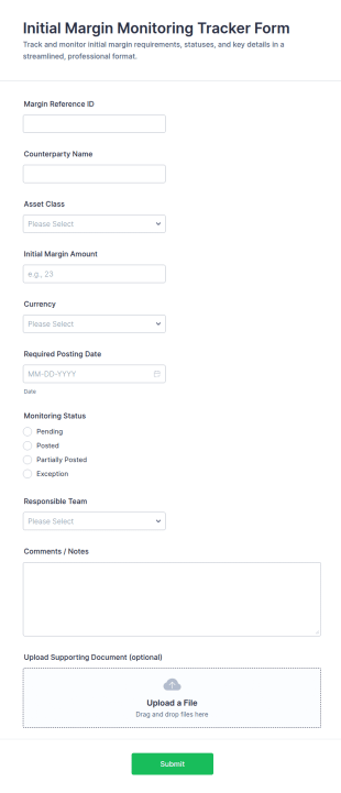 Initial Margin Monitoring Tracker Form Template