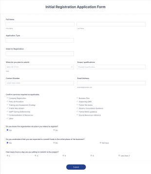Initial Registration Application Form Template