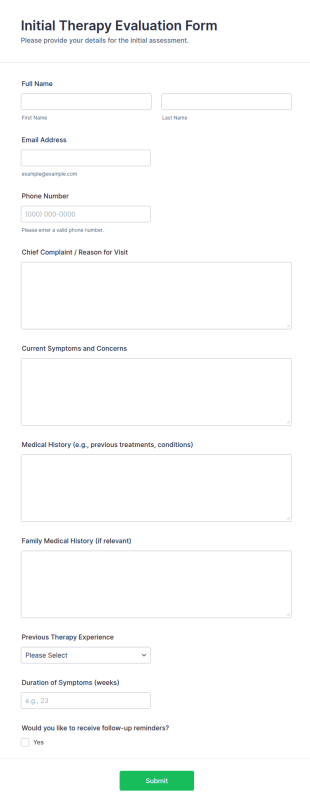 Initial Therapy Evaluation Form Template