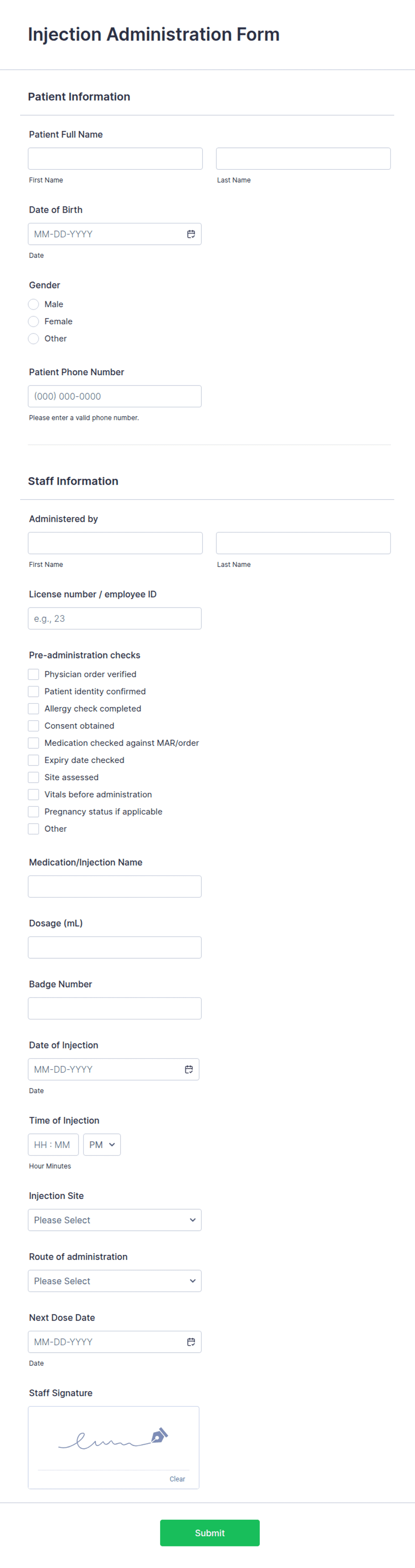 Template Injection Table Injection Administration Form Template | Jotform