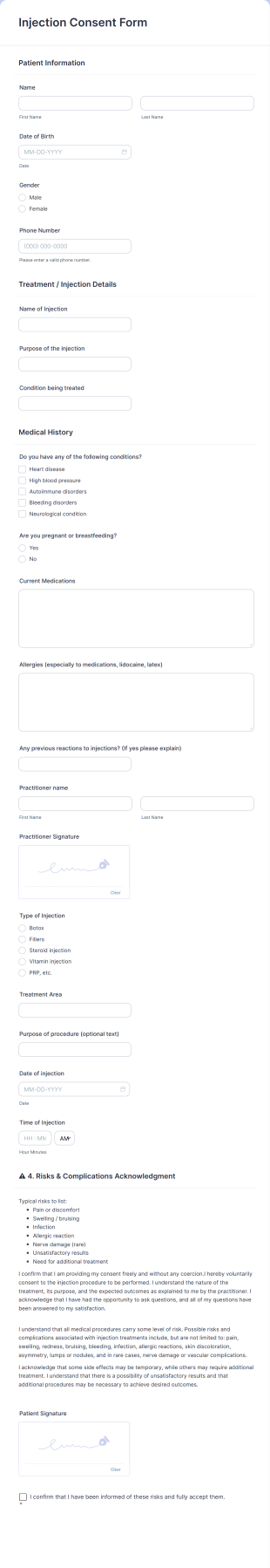 Injection Consent Form Template