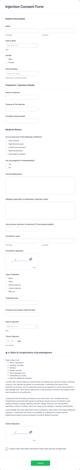 Injection Consent Form Template