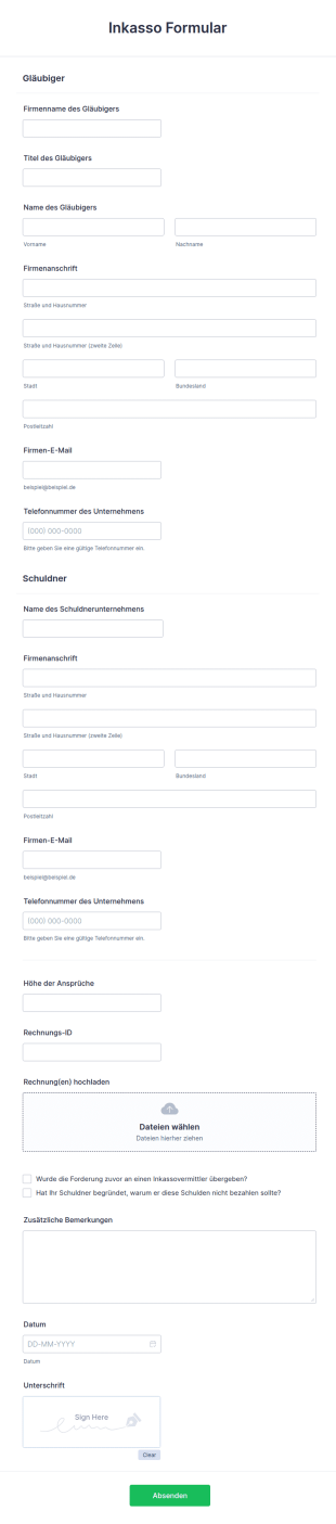 Inkasso Formular