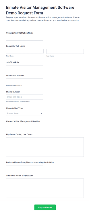 Inmate Visitor Management Software Demo Request Form Template