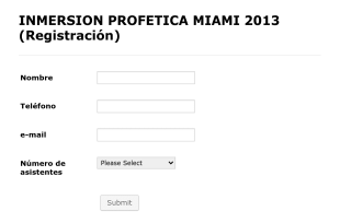 Inmersion Profetica Miami 2013 Form Template