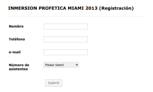 Inmersion Profetica Miami 2013 Form Template