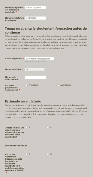 Inscripción Asambleas Virtuales Form Template