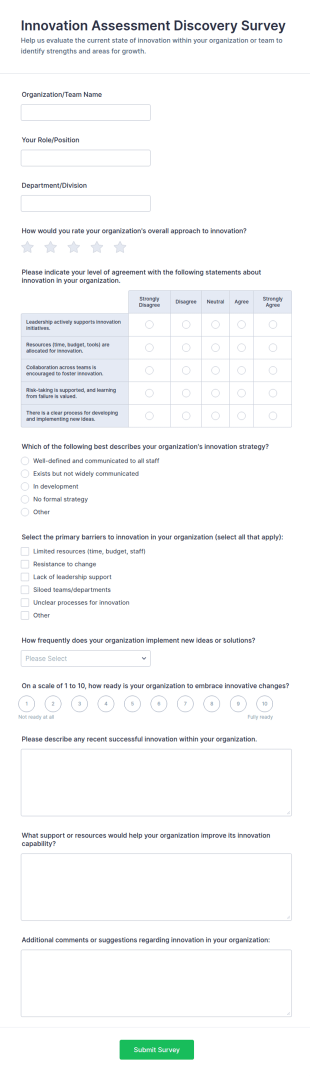 Innovation Assessment Discovery Survey Form Template