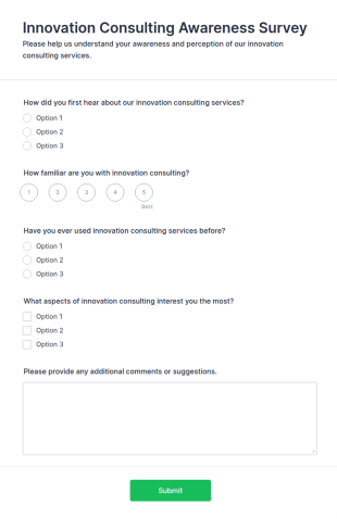 Innovation Consulting Awareness Survey Form Template