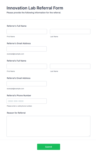 Innovation Lab Referral Form Template
