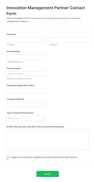 Innovation Management Partner Contact Form Template