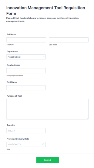 Innovation Management Tool Requisition Form Template