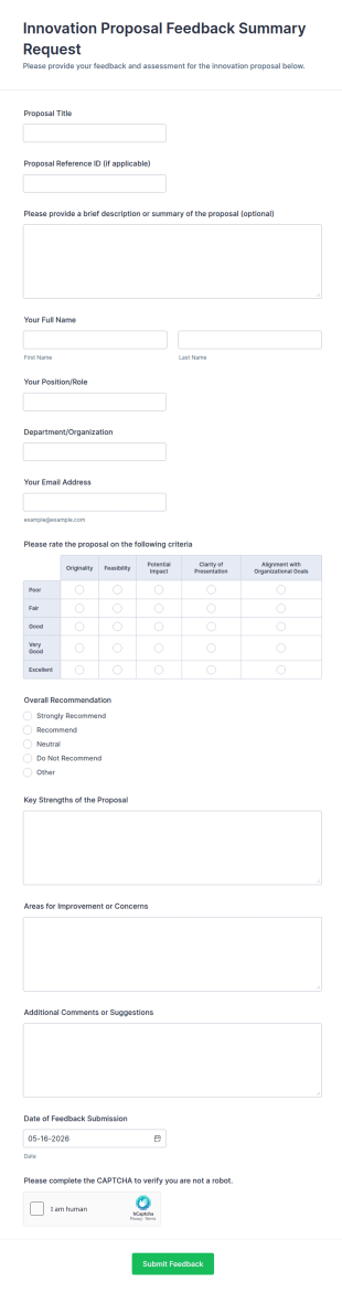Innovation Proposal Feedback Summary Request Form Template