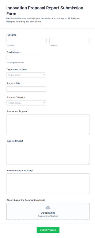 Innovation Proposal Report Submission Form Template