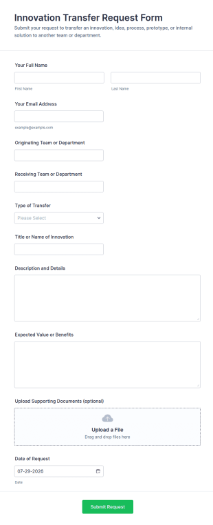 Innovation Transfer Request Form Template