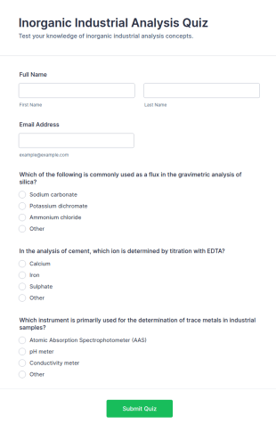 Inorganic Industrial Analysis Quiz Form Template