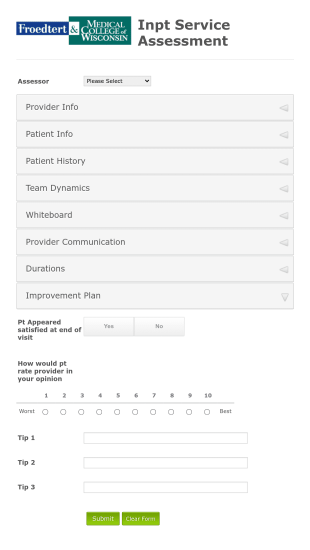 Inpatient Service Assessment Form Template