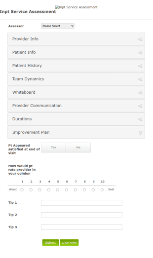 Inpatient Service Assessment Form Template