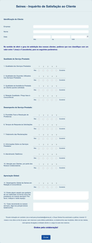 Inquérito De Satisfação Do Cliente 2020