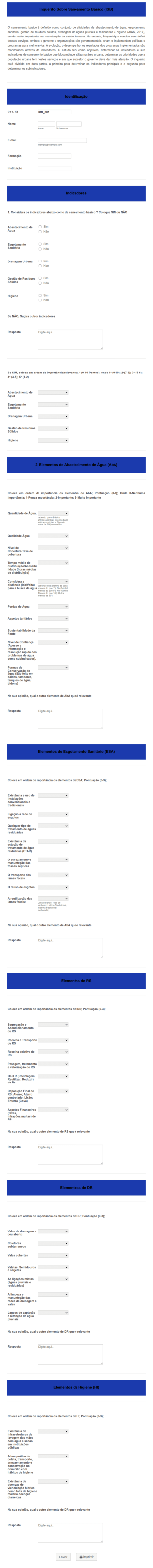 Inquerito Sobre Saneamento Básico (ISB)