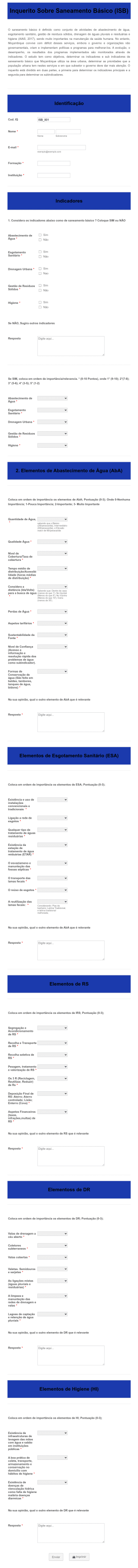 Inquerito Sobre Saneamento Básico (ISB)