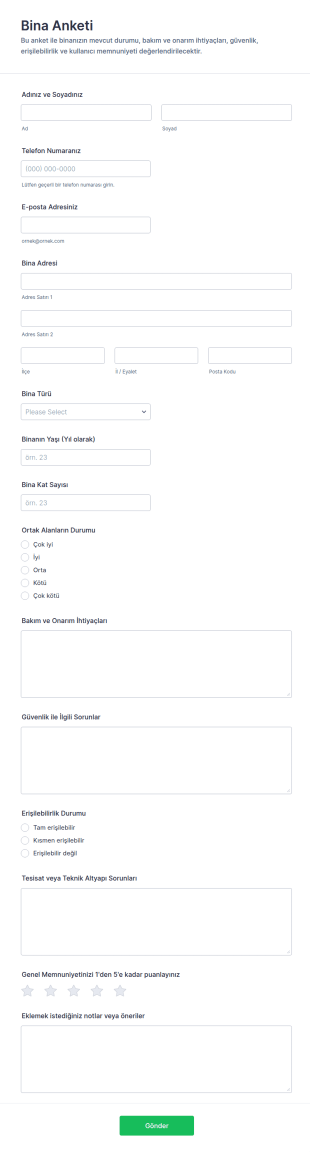 İnşaat Anketi Form Şablonu