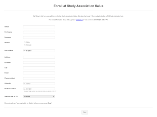 Engelstalig Inschrijfformulier Studievereniging Salus Form Template