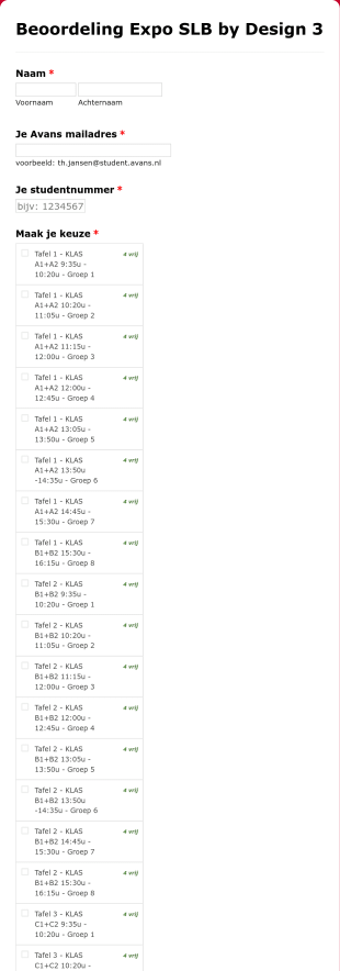 Inschrijving Met Maximum Per Tijdslot Form Template