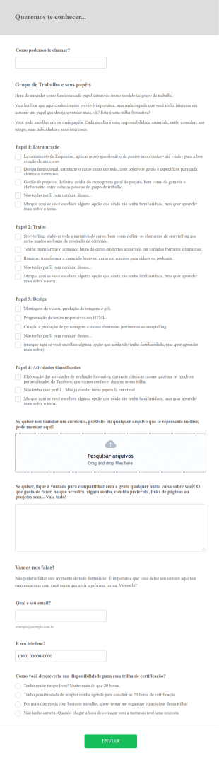 Inscrição Academia Tamboro