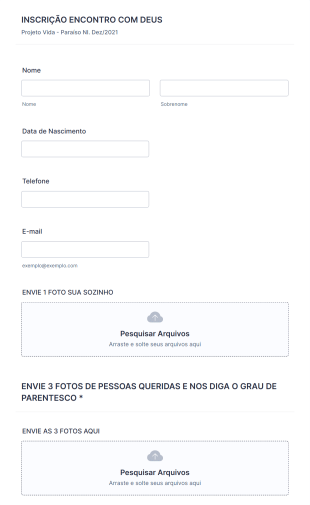 Inscrição Encontro Com Deus Form Template