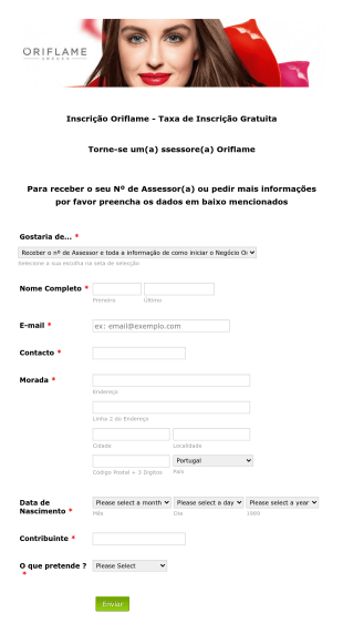 Inscricao Oriflame Online Taxa De Inscricoes Gratis