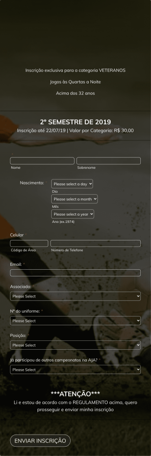 Inscrição Para A Prática De Esportes Form Template