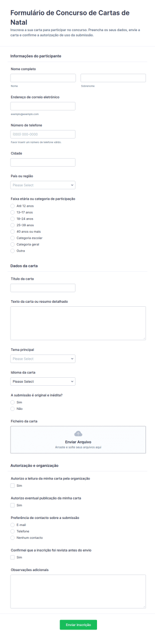 Inscrição Para Concurso De Carta De Natal