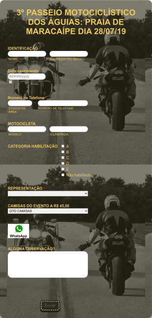 Inscrição Para Passeio Motociclístico