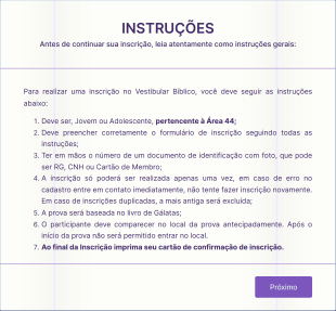 Inscrição Vestibular Bíblico