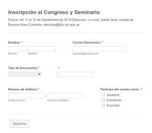 Inscripción Al Congreso Y Seminario Form Template