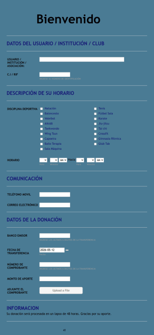Inscripción A Asociación Deportiva