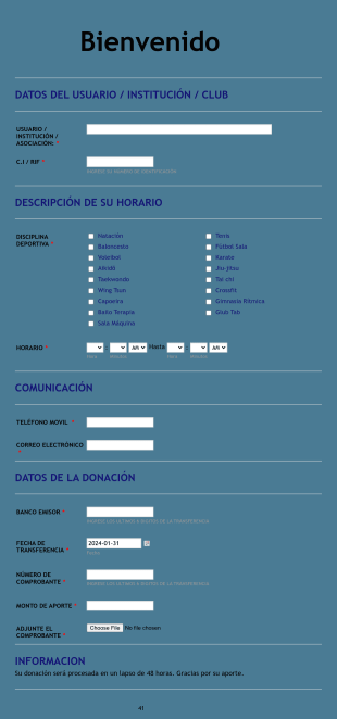 Inscripción A Asociación Deportiva Form Template