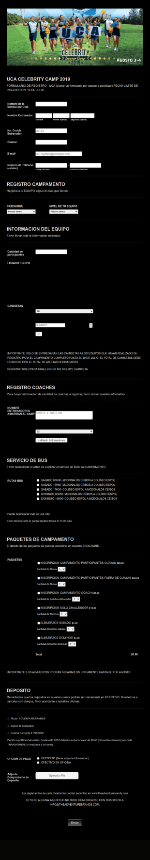Formulario Celebridad All Levels