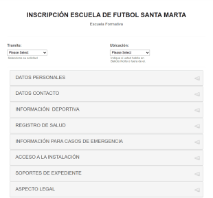 Inscripción A Escuela De Futbol Santa Marta