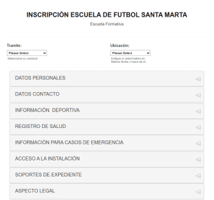 Inscripción A Escuela De Futbol Santa Marta