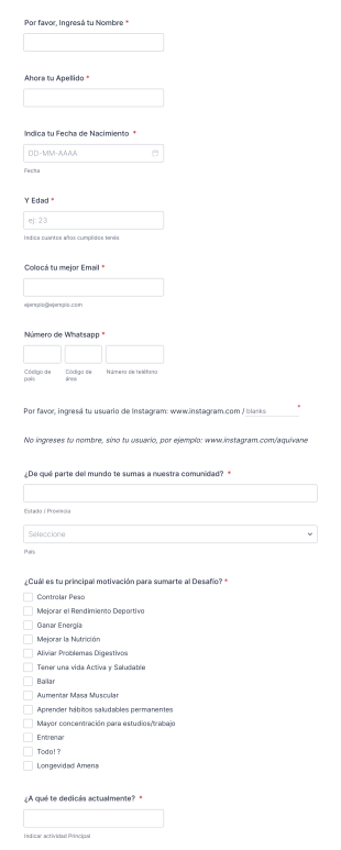 INSCRIPCIÓN AL DESAFIO 5D Form Template