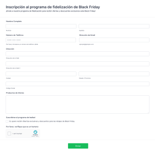 Inscripción Al Programa De Fidelización De Black Friday Form Template