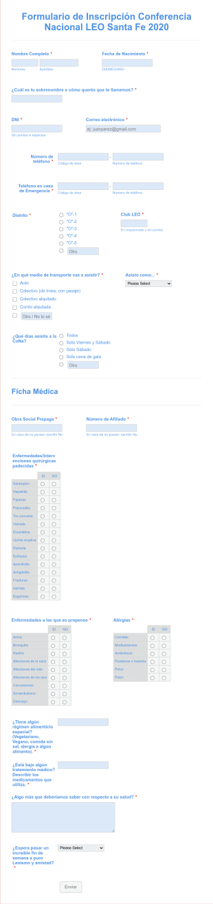 Inscripción CoNaLEO Form Template